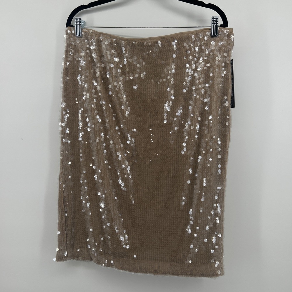 NWT Donna Karan New York Women's Sequin Pencil Skirt Hazelnut L ($119 Retail)